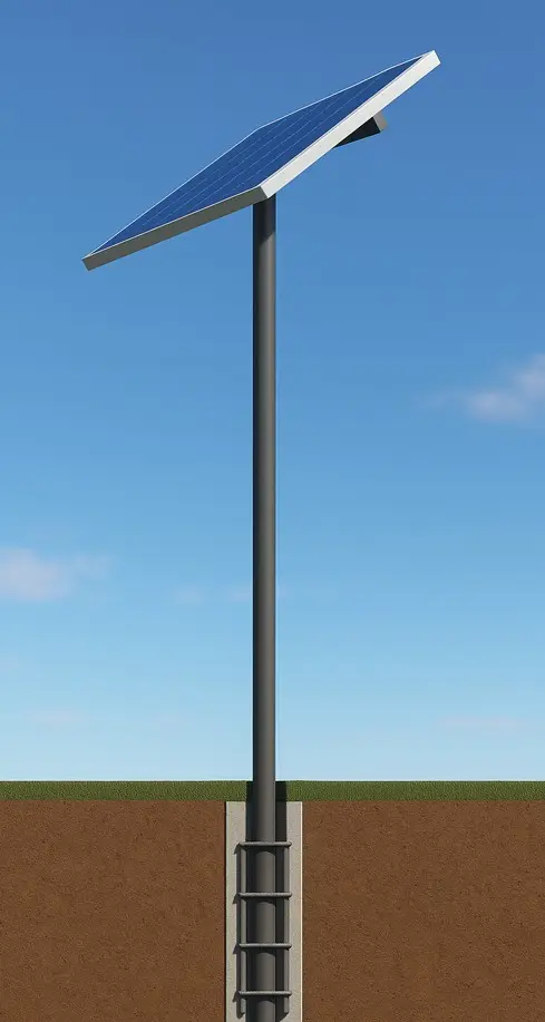 Poste solar 3mts para 2 paneles fabricado local (para Techos Bienestar)