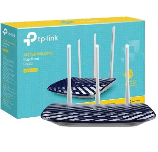 Router TP-Link Fast Ethernet de Banda Dual Archer C20 AC750, Inalambrico, 433 Mbit/s, 5x RJ-45, 2.4/5Hz con 3 antenas externas