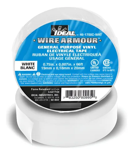 Cinta Aislante Eléctrica 19mm x 0.18 mm x 20m Color Blanco